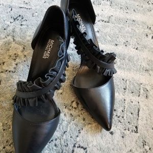 Ruffle detail strap heels